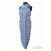 Duża sukienka plażowa - eleganckie PAREO XXL szyfon kolorowa łączka